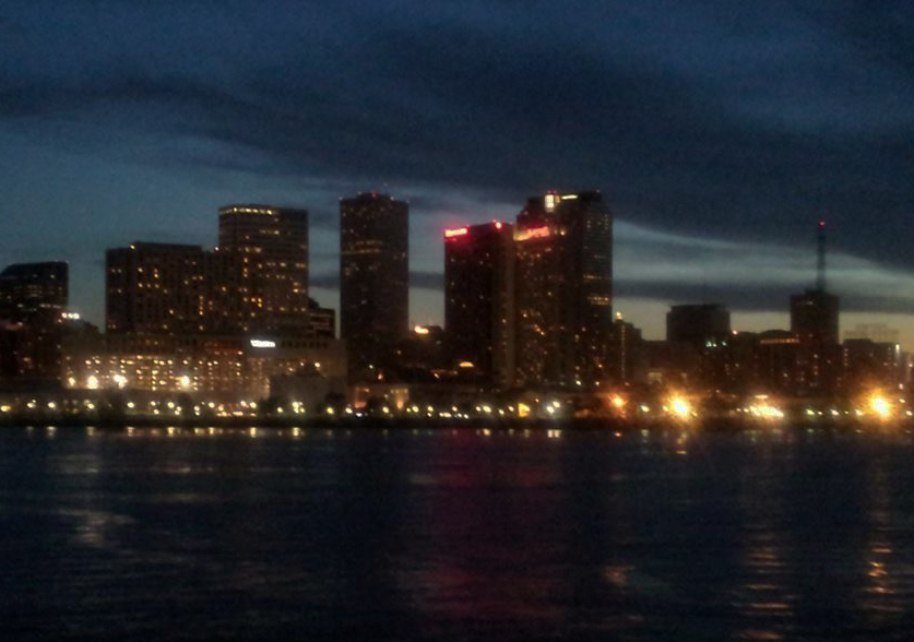 Sunset over New Orleans off the Mississippi River