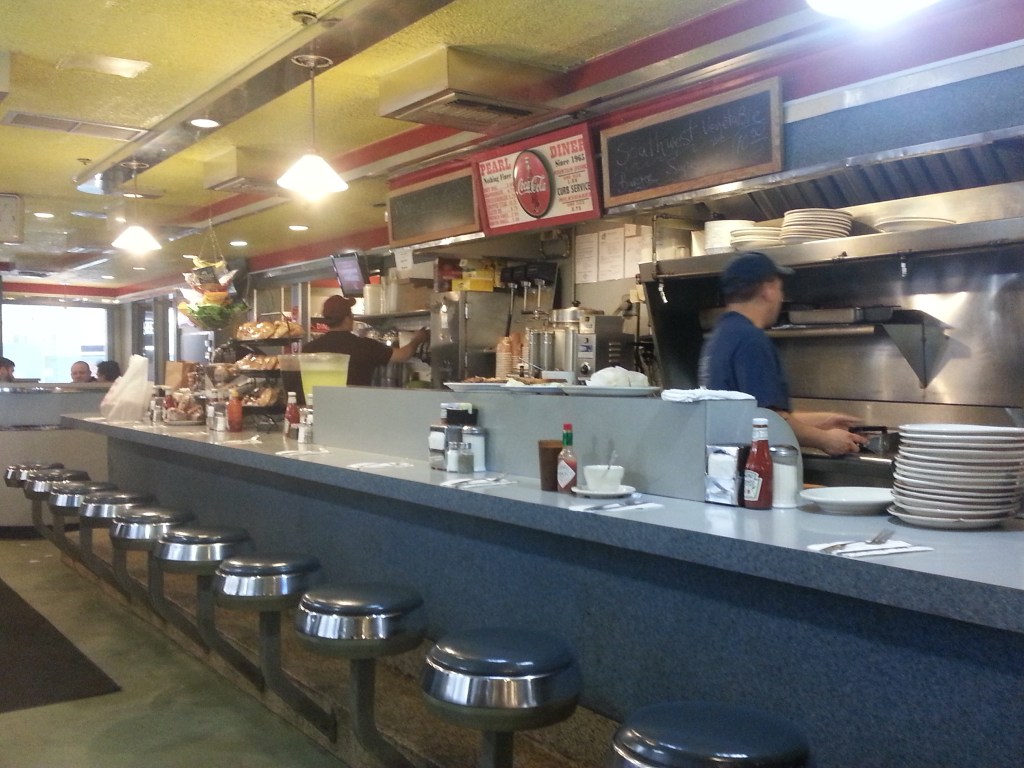 Wefoundthis gem of a family diner off Wall Street. Home cooked food with very good prices. The hamburger was 4.95.