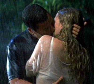 Kissing in the rain from 50 First Dates. 
