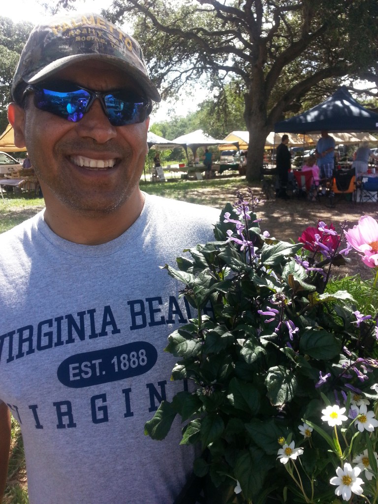 My hero and helper loading the truck with our finds