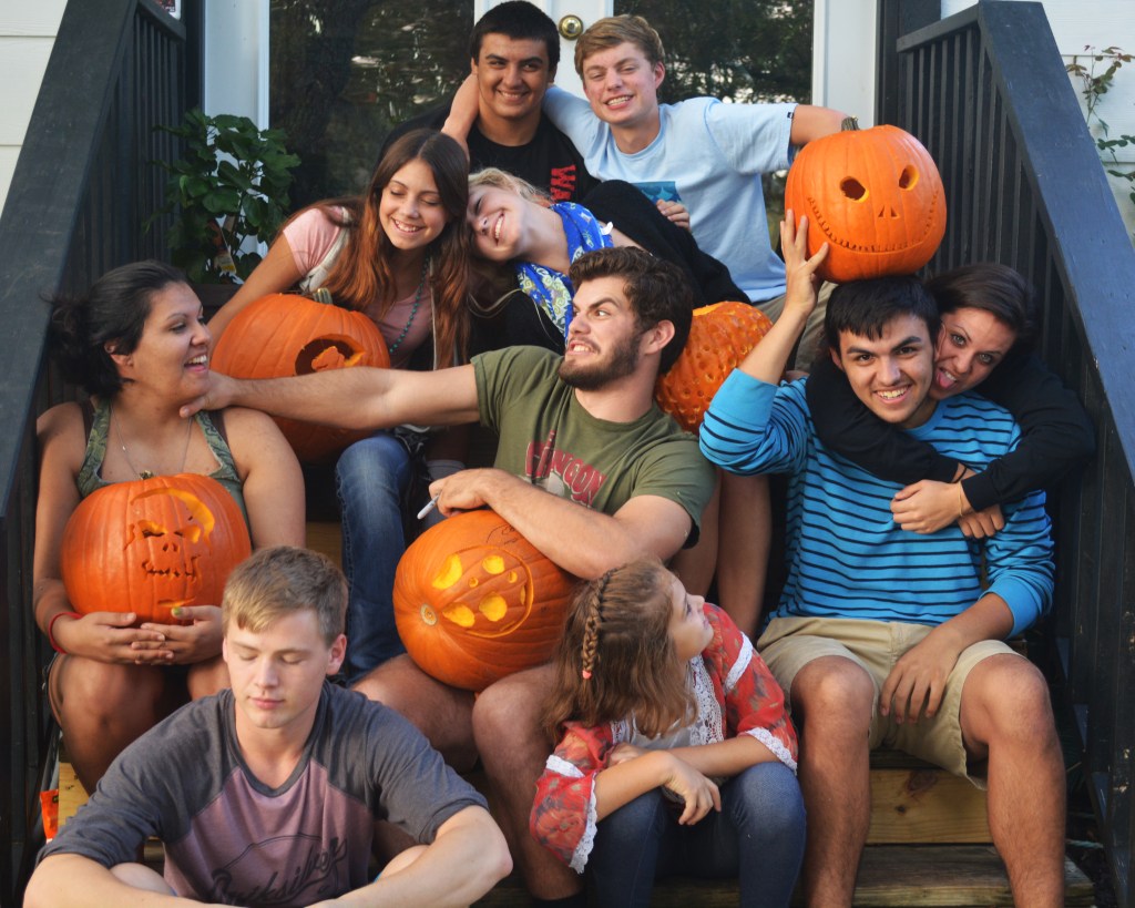 My parent had three girls who gave them ten  grand-kids - ten grand kids that love each other so much. Annual pumpkin carving slam down