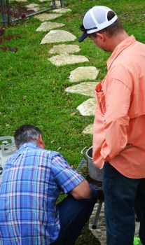 Getting the deep fryer ready for the fish.