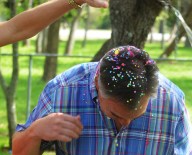 egg fight Attack with a confetti filled egg.