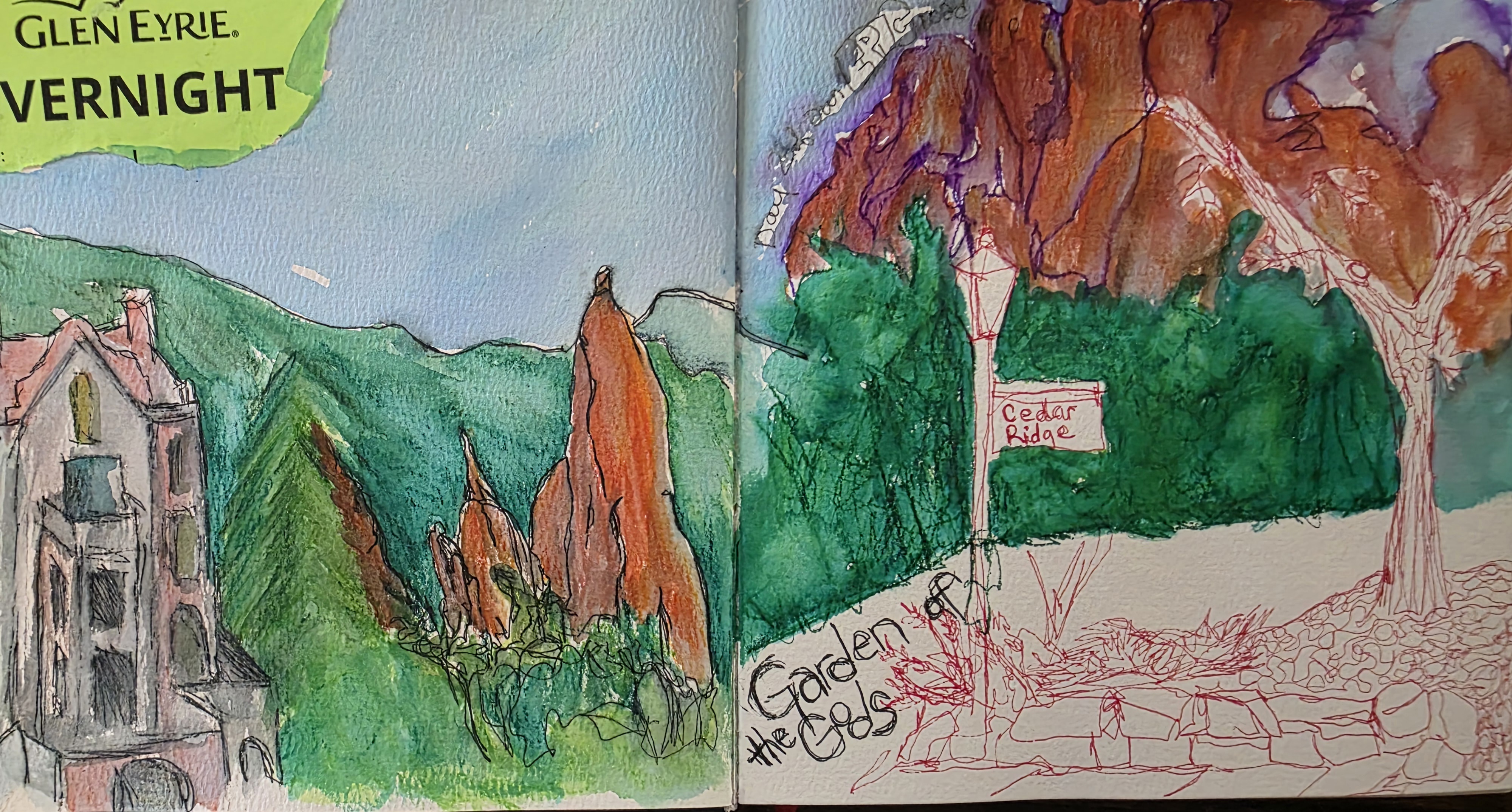 Jolene Navarro's Travel Sketchbook of Glen Eyrie and Garden of the Gods